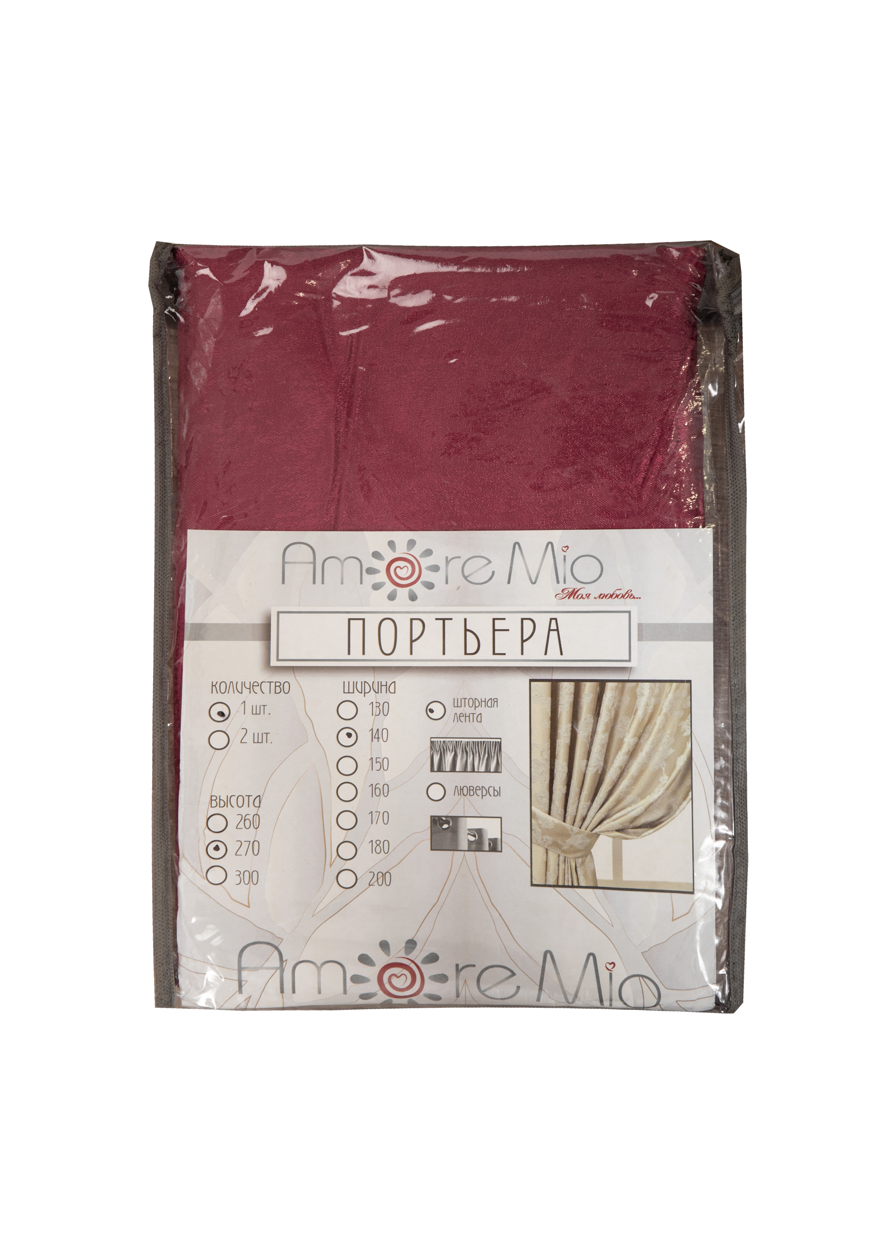 картинка Штора Amore Mio RR L253-30 1,4*2,7*1 бордовый 