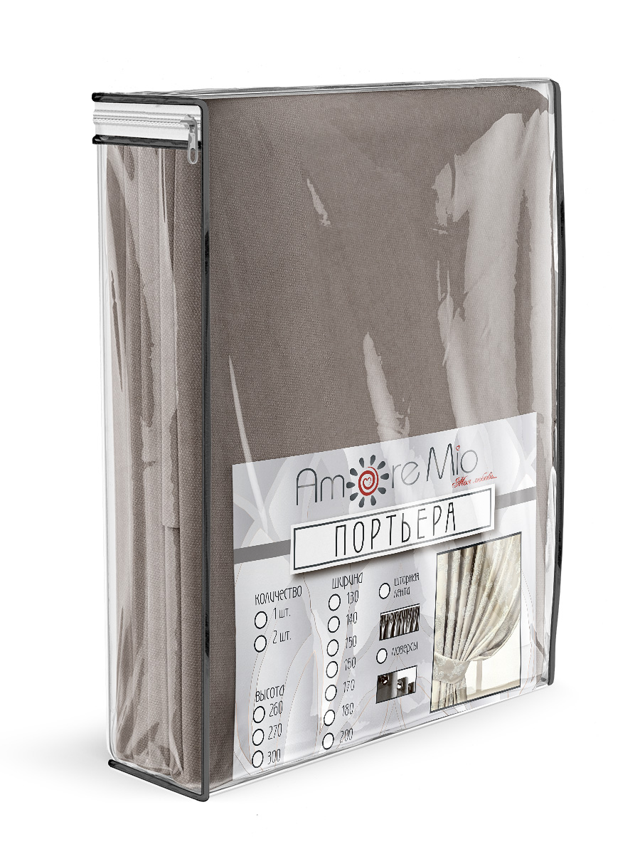 картинка Штора Amore Mio RR 1403-211 2,0*2,7*1 кофейный люверсы 