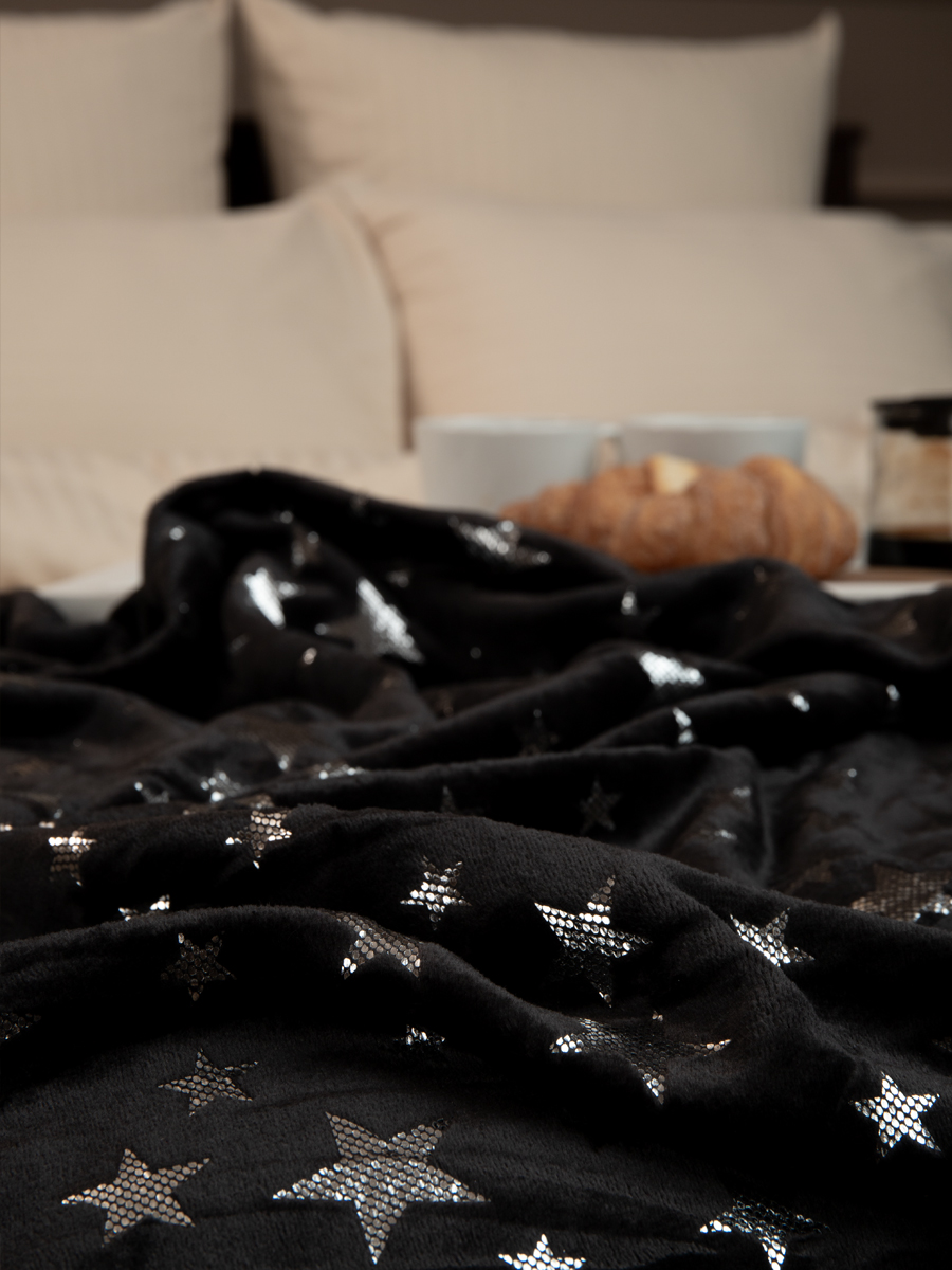 картинка Плед Texrepublic TF FNL BLK-SL 043/2022 звезды NC 