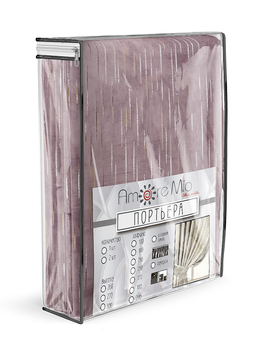 картинка Штора Amore Mio RR 6ML T596-06 1,5*2,7*2 розовая пудра 