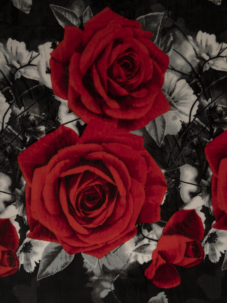 картинка Плед Texrepublic TF FN F83 a1520 Розы на чёрном 