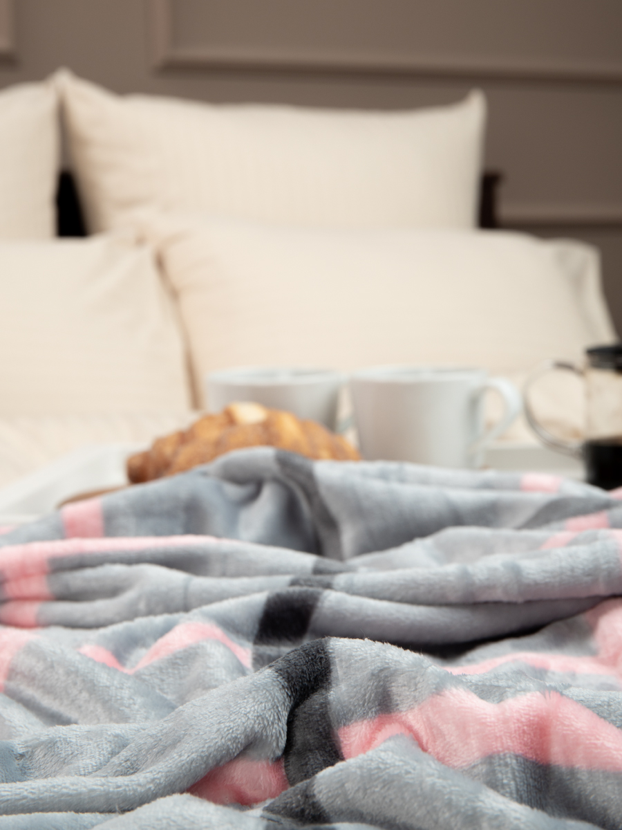 картинка Плед Texrepublic TF FN F122 a1520 Клетка серо-розовая 