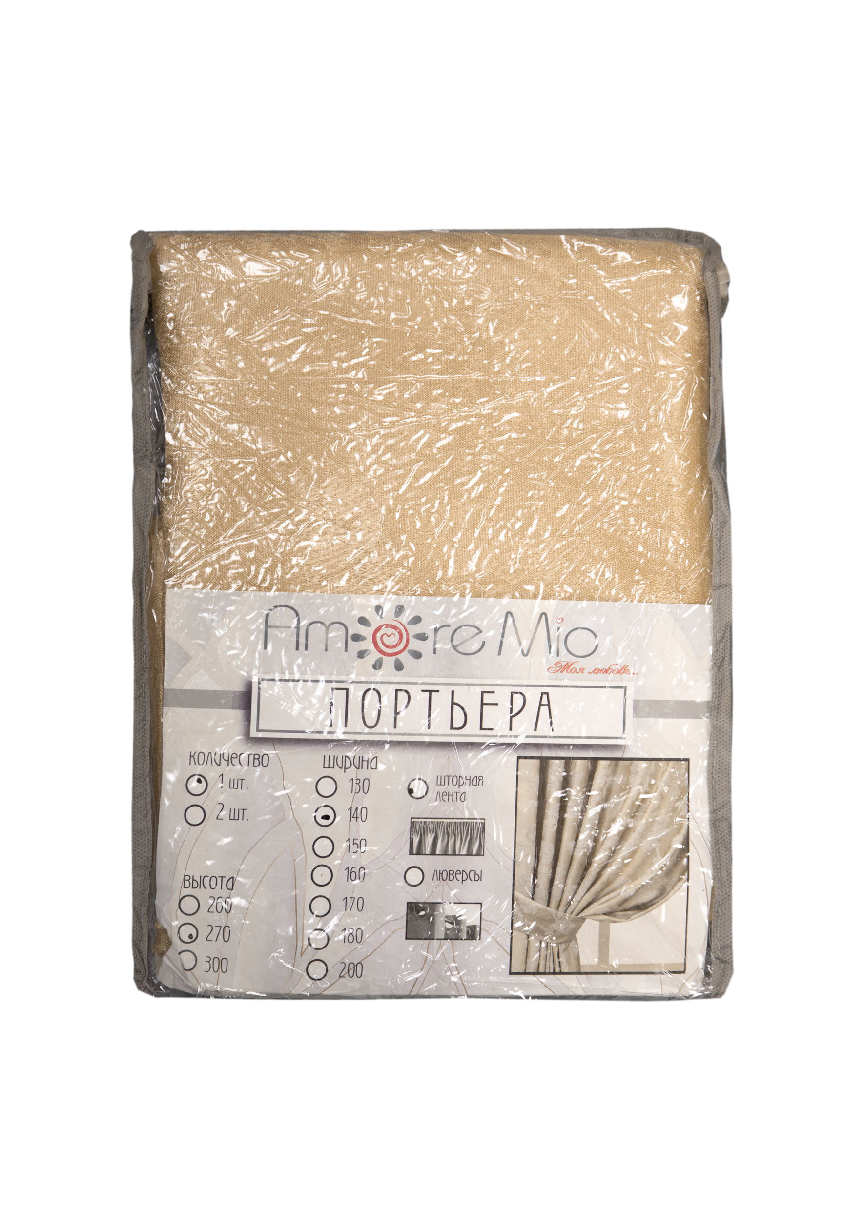 картинка Штора Amore Mio RR L253-67 1,4*2,7*1 бежевый 