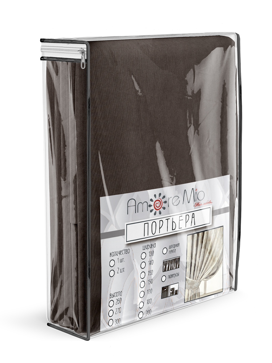 картинка Штора Amore Mio RR 1403-193 2,0*2,7*1 коричневый люверсы 