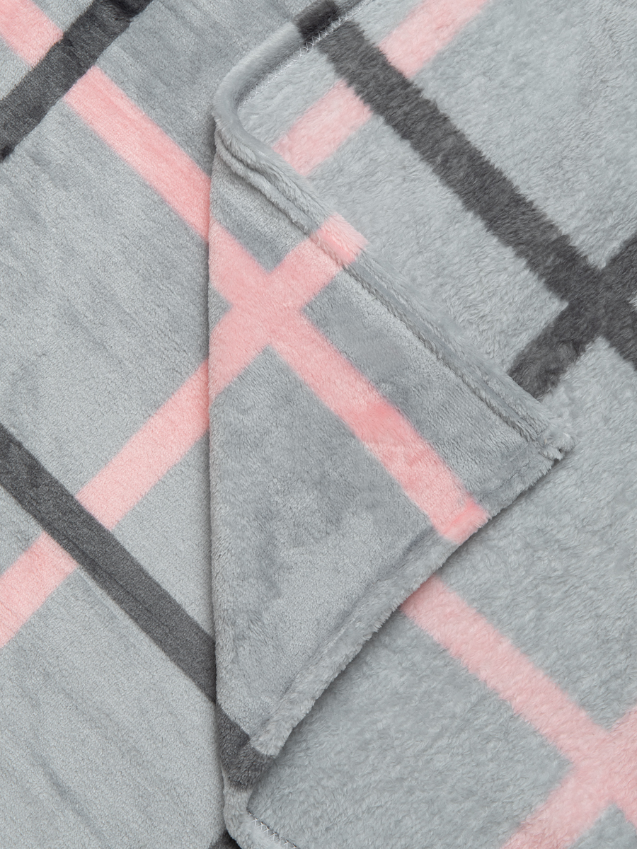 картинка Плед Texrepublic TF FN F122 a2022 Клетка серо-розовая 