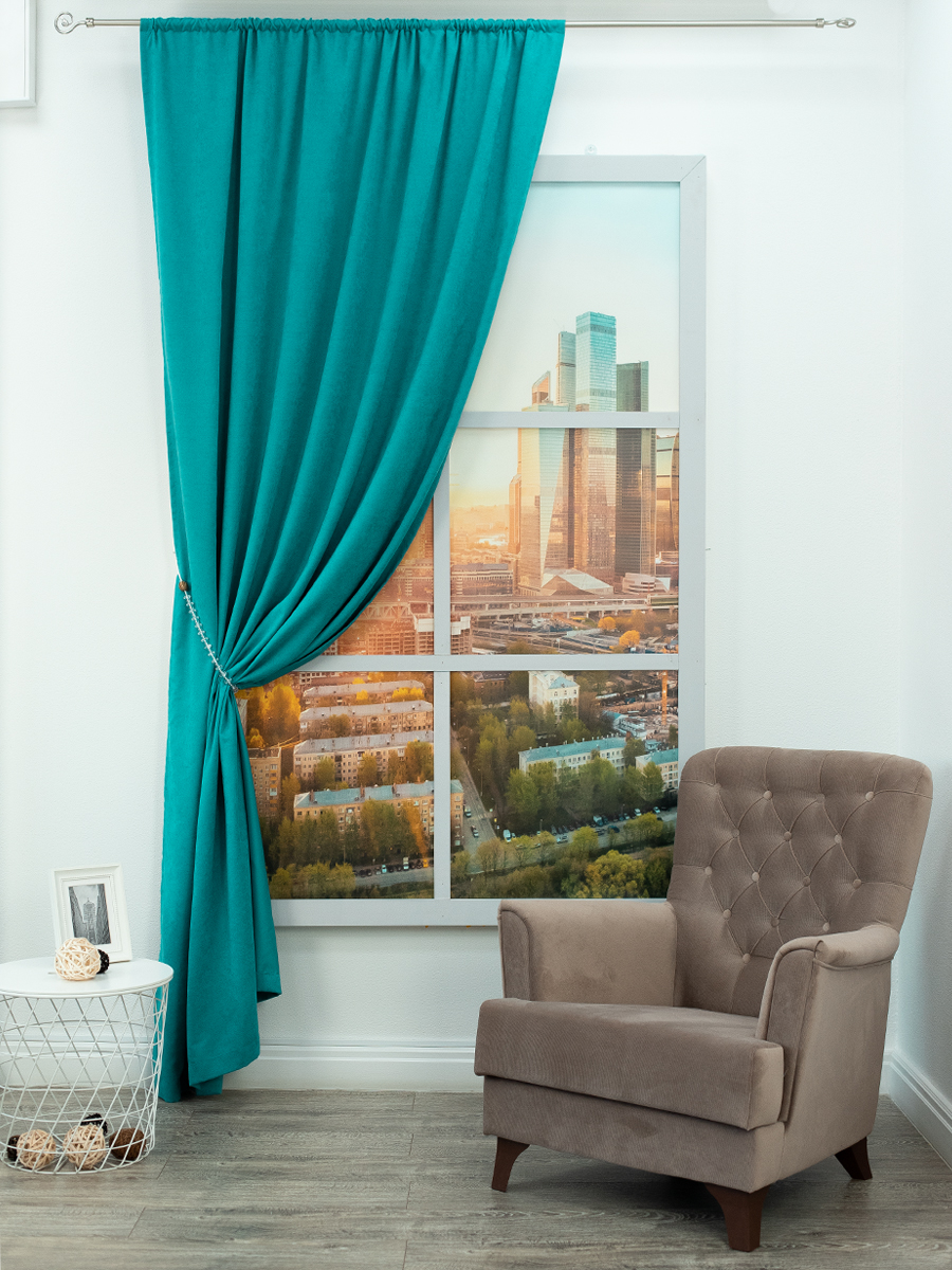 картинка Штора Amore Mio RR 1403-100 2,0*2,7*1 темно-бирюзовый 