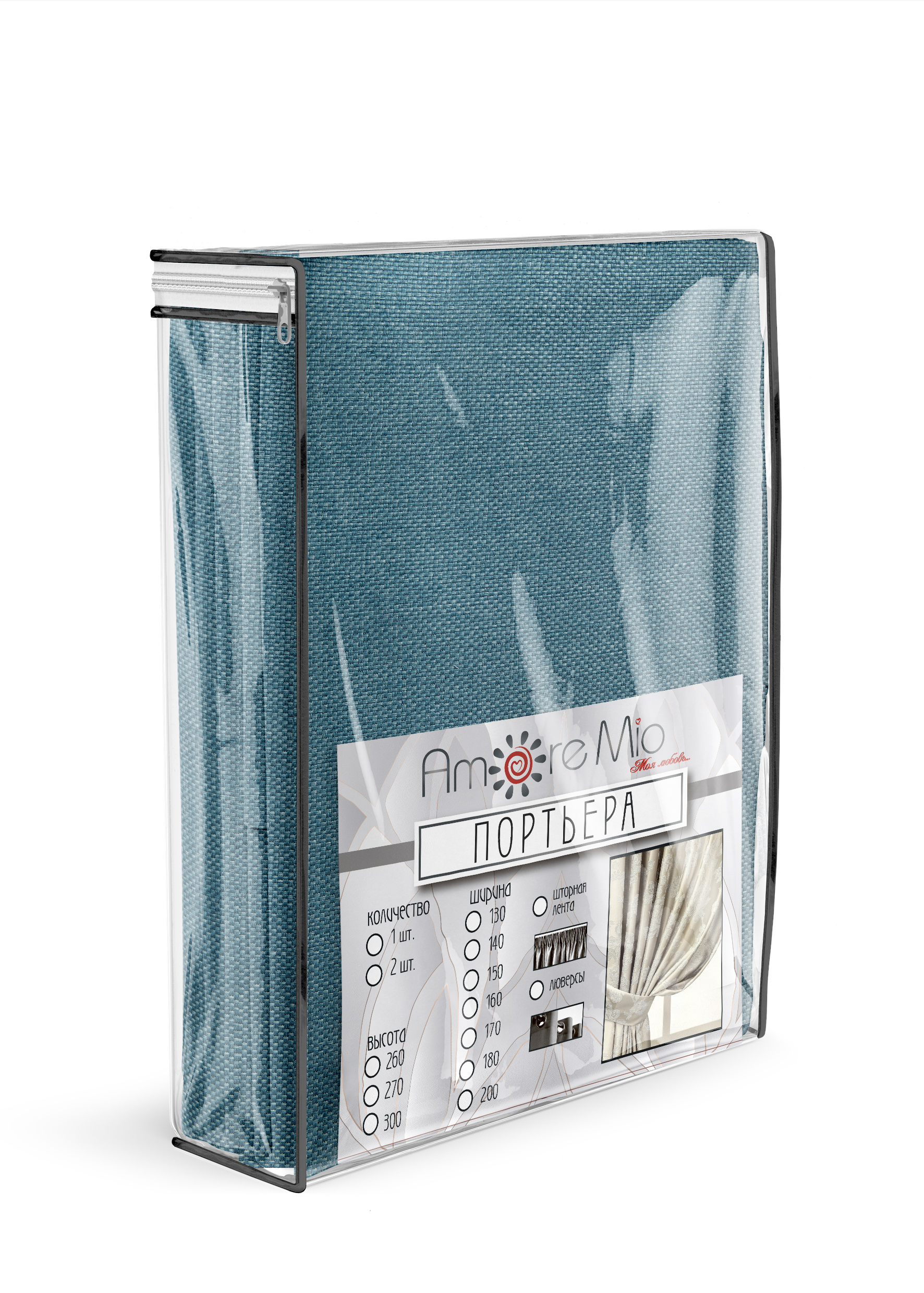 картинка Штора Amore Mio RR 104-13 2,0*2,7*1 бирюзовый 
