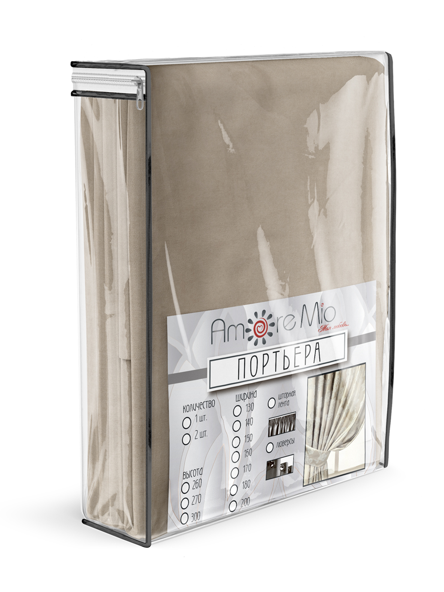 картинка Штора Amore Mio RR 1403-96 2,0*2,7*1 песочный люверсы 