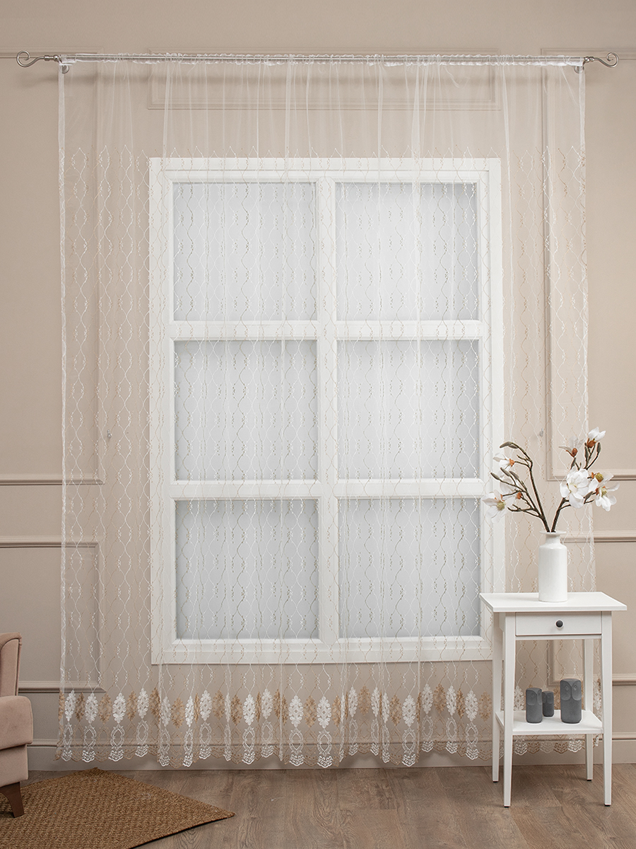 картинка Штора Amore Mio RR 8628-krem/mirle 3,0*2,7*1 коричневый 