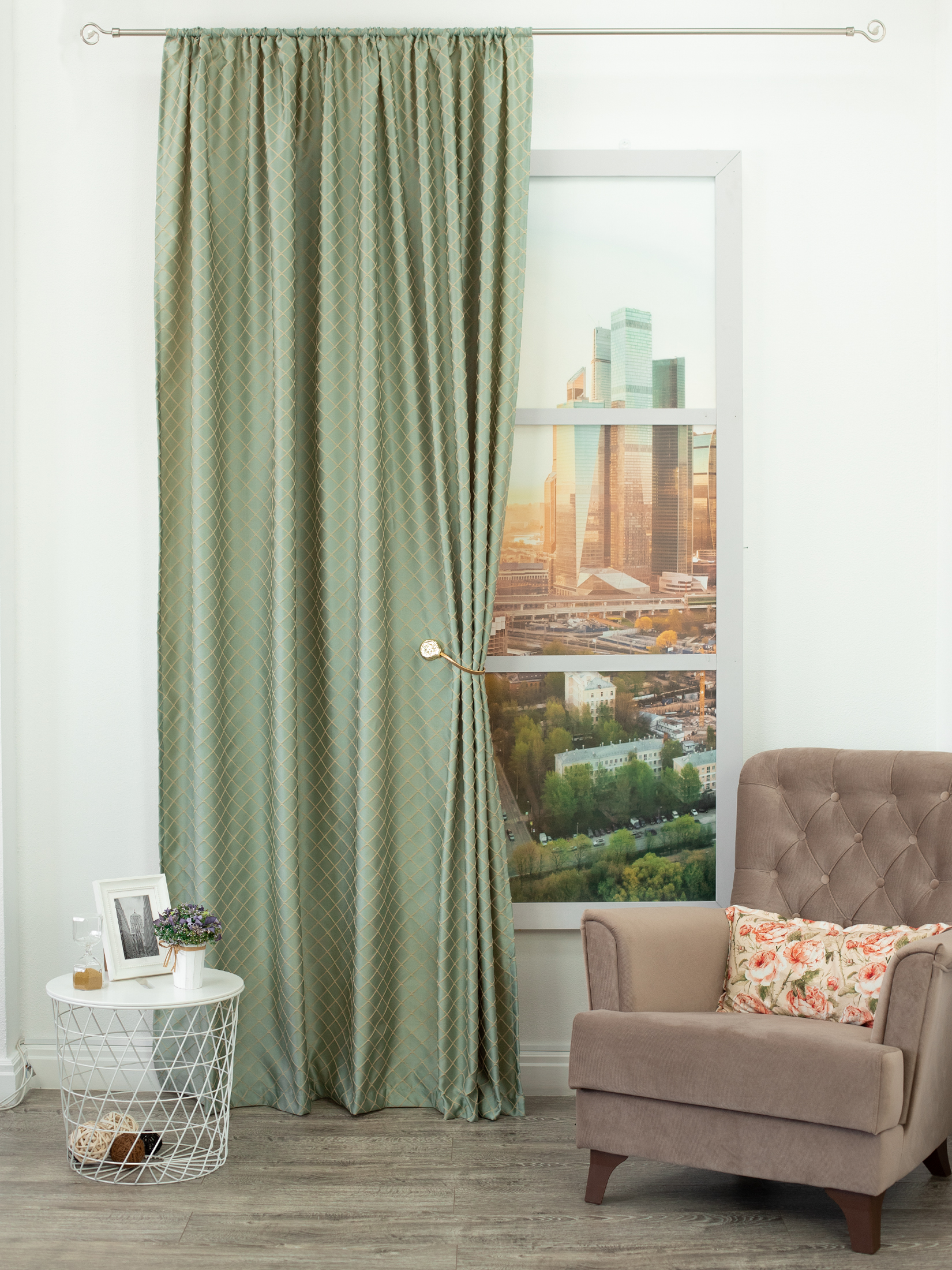 картинка Штора Amore Mio RR PL 80952-05 2,0*2,7*1 зелен/золот 