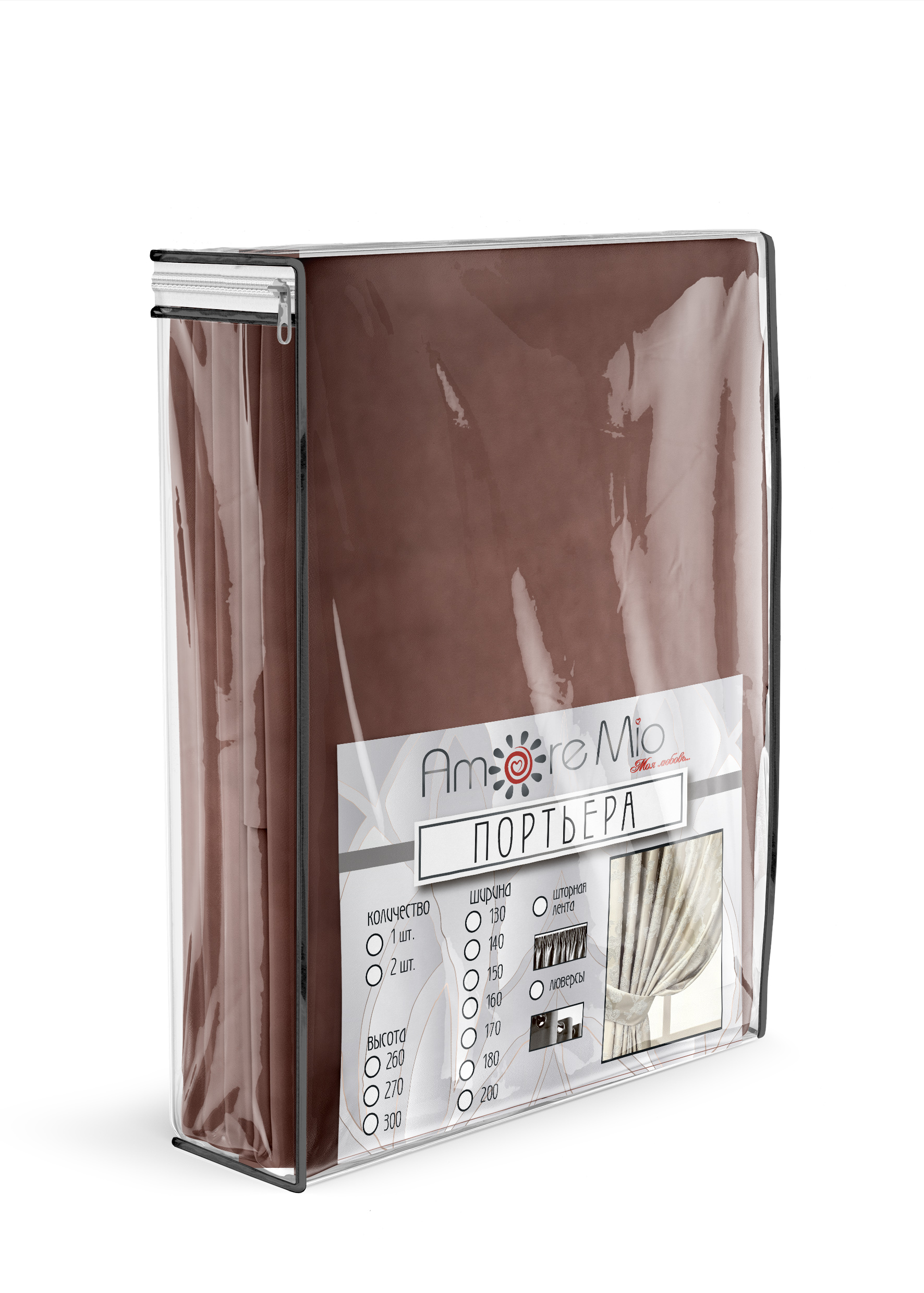 картинка Штора Amore Mio RR 3872-121 2,0*2,7*1 коричневый 