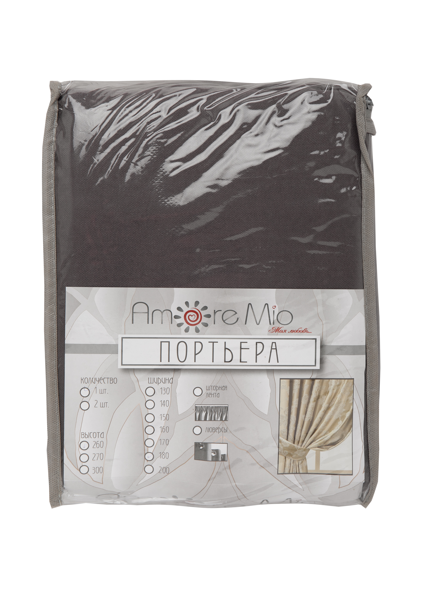 картинка Штора Amore Mio RR 1403-340 1,6*2,6*1 темно-серый 