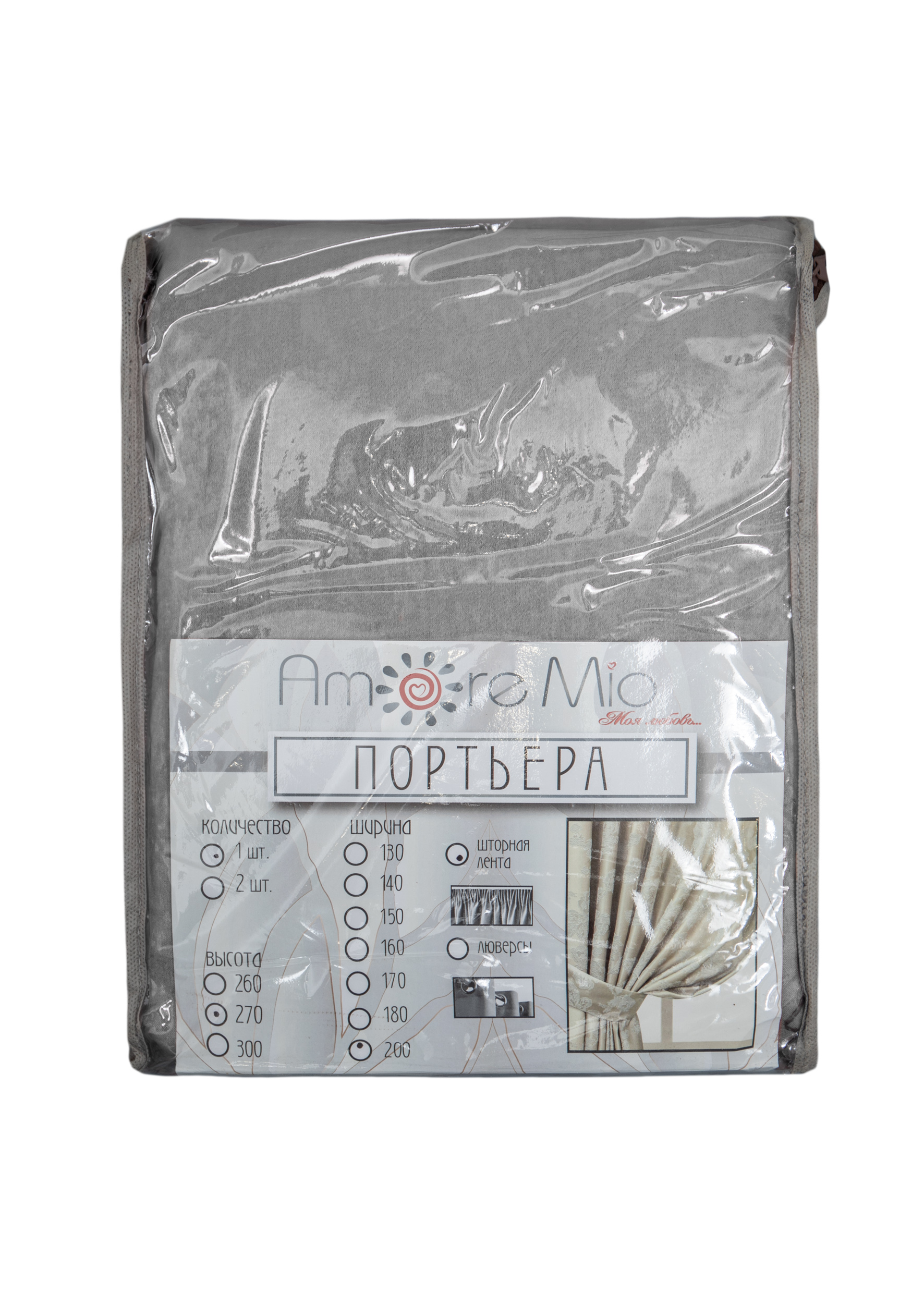 картинка Штора Amore Mio RR 2718B-160 2,0*2,7*1 серый 