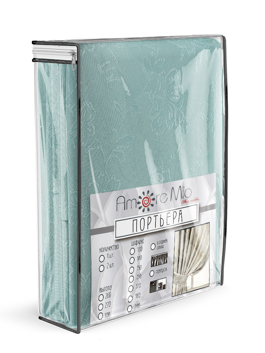 картинка Штора Amore Mio RR 6PL L227-55 1,4*2,7*1 бирюзовый 