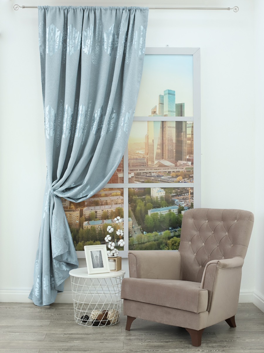 картинка Штора Amore Mio RR 1001-07 1,45*2,7*1 бирюзовый 