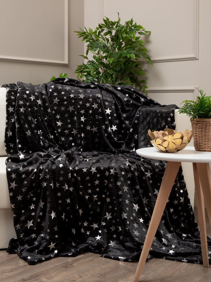 картинка Плед Texrepublic TF FNL BLK-SL 043/2022 звезды NC 