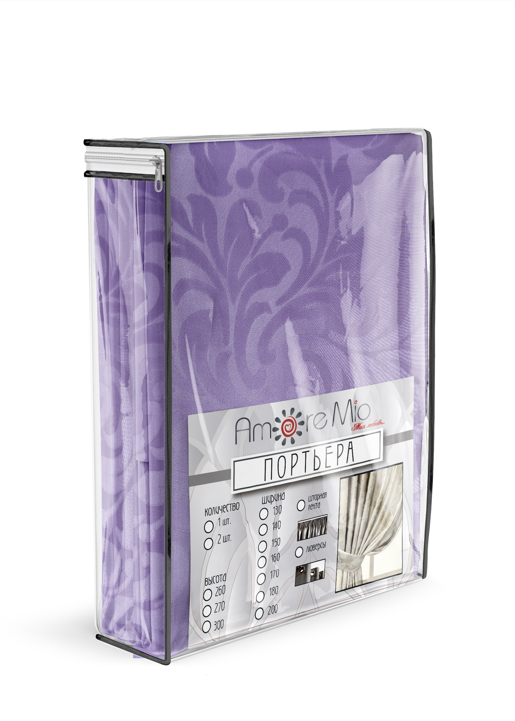 картинка Штора Amore Mio RR L2978-52 1,4*2,7*1 фиолетовый 