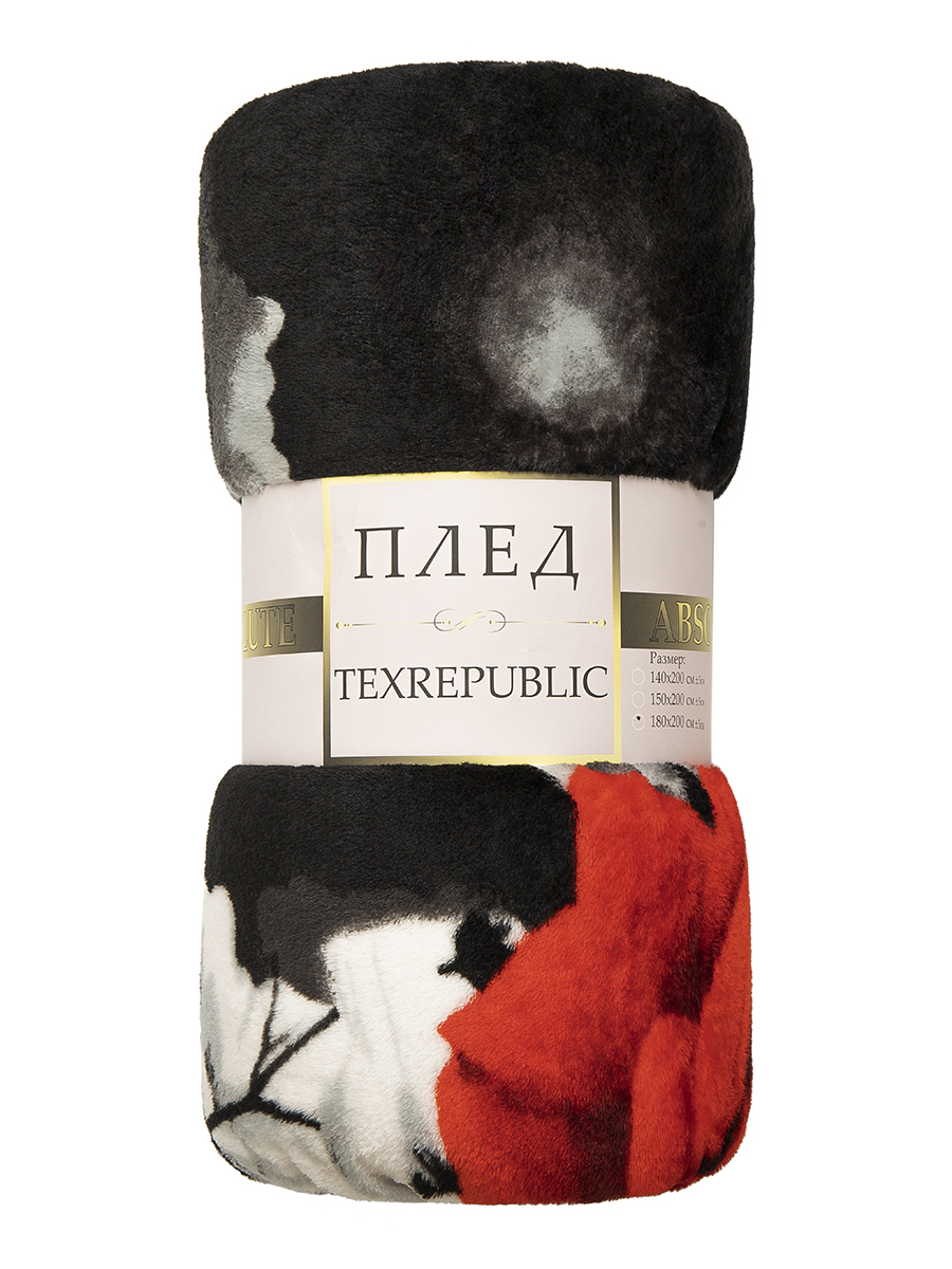 картинка Плед Texrepublic TF FN F83 b1520 Розы на чёрном 