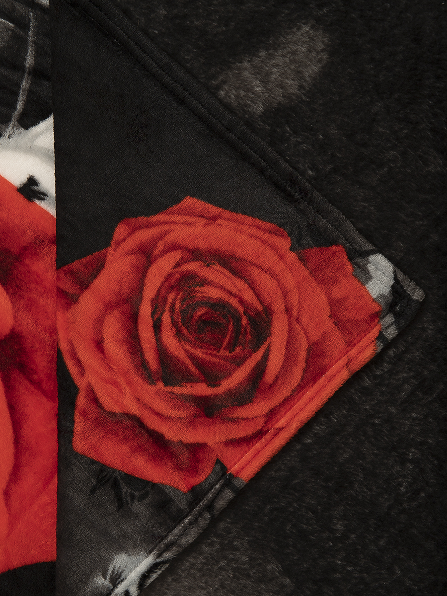 картинка Плед Texrepublic TF FN F83 a1821 Розы на чёрном 